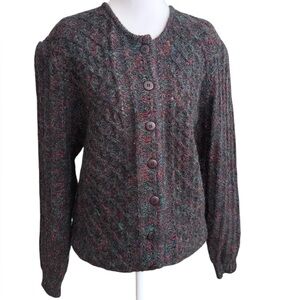 Bleyle Vintage Mohair Sweater Multicolor Wool Cardigan L Large